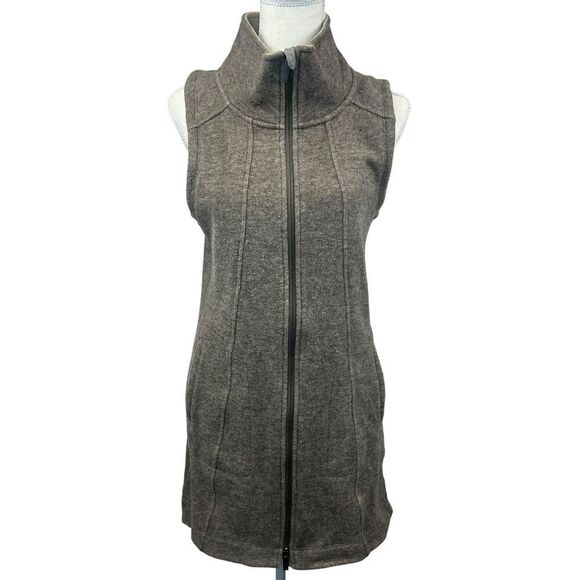 Toad & Co Brown Arriva Long Outbound Travel Vest Size S Wool Blend Zip - Picture 1 of 15